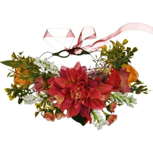 Flower Crown Head Wreath Hairband Bride Bridesmaid Female Chrysanthemum Headband Wedding Hair Accessories Travel Photo Wholesale