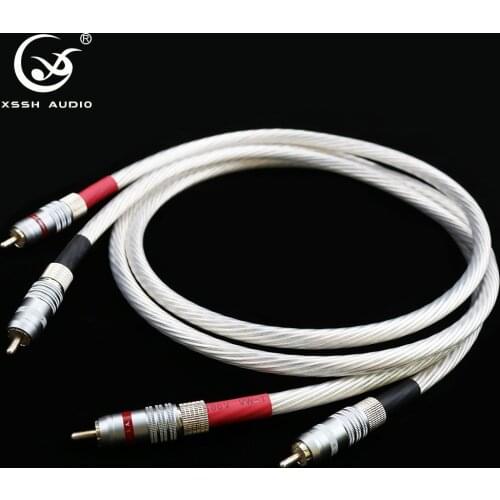 YIVO hifi rca jack cable High End XSSH 8 core OFC pure copper plated silver female male 2 RCA to 2 RCA Audio Cable Line Wire