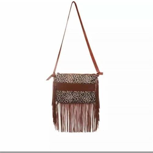 2021 New Arrival Leopard Print Crossbody Female Bag One Strap With Tassel Animal Print Sunflower Print Crossbody