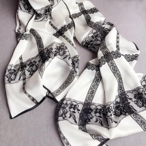 Ladies Mid-length Lace Color-blocking Silk Fabric Scarf Lace Scarf Shawl Two-piece Wholesale