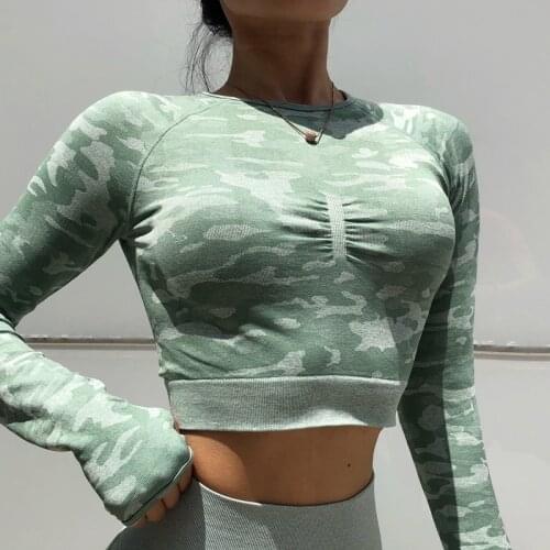 Women Long Sleeve Sport Bra Top Push Up Fitness Running Yoga Bra Sport Tops For Women Gym Wear Solid Women camouflage Sportswear