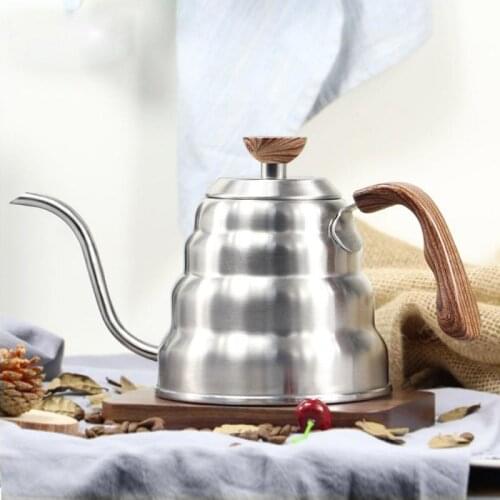 1.2L Stainless Steel Pour Over Coffee Moka Pot Espresso Tea Gooseneck Kettle With Thermometer Coffee Accessories Barista Tools