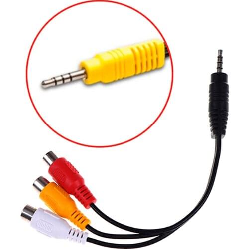 1pc 3.5 mm to RCA AV Camcorder Video Cable,3.5mm Male to 3RCA Feale Plug Stereo Audio Video AUX Cable Randomly