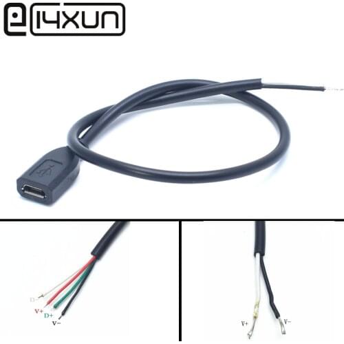 1pcs Micro USB 2.0 A Female Jack Android interface 4 Pin 2 Pin 4 Wire Data Charge Cable Cord Connector DIY around 30cm