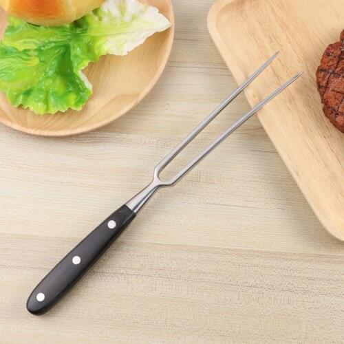 1PCS Barbecue Fork Beef Mutton Stainless Steel Western Food Multifunction Camping Cooking With Wooden Handle BBQ Meat Fork