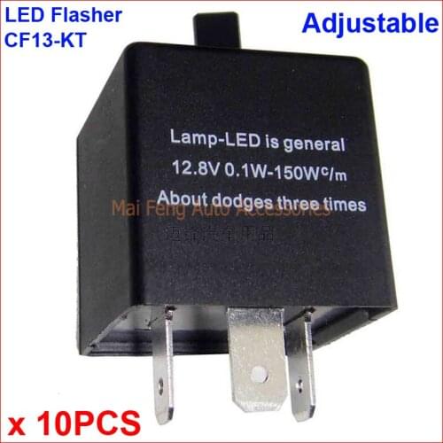 10PCS CF13-KT LED Flasher Adjustable 3 Pin Electronic Relay Module Fix LED Turn Signal Error Flashing Blinker 12V 0.02A TO 20A