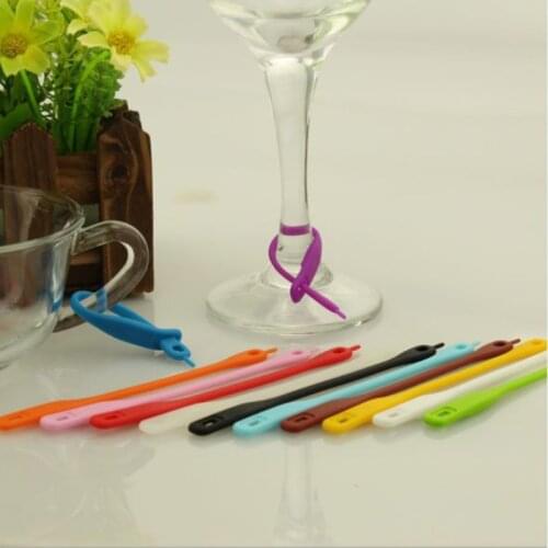 12pcs/set Colorful Silicone Wine Glass Bottle Drink Cup Marker Party Tags Cup Identify Label Random Color