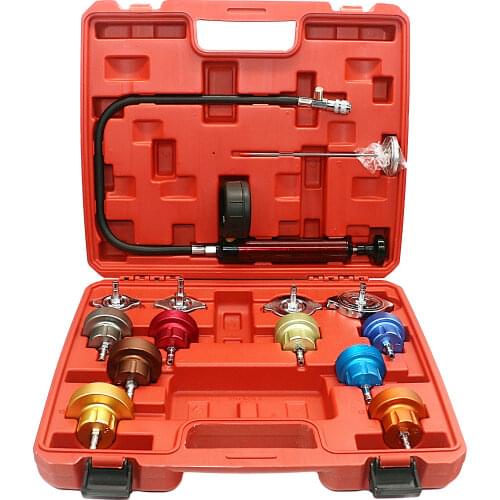 14PCS Automotive Radiator Pressure Tester Tool Kit Auto Cooling System Coolant Vacuum Purge Car Leak Detector Tools