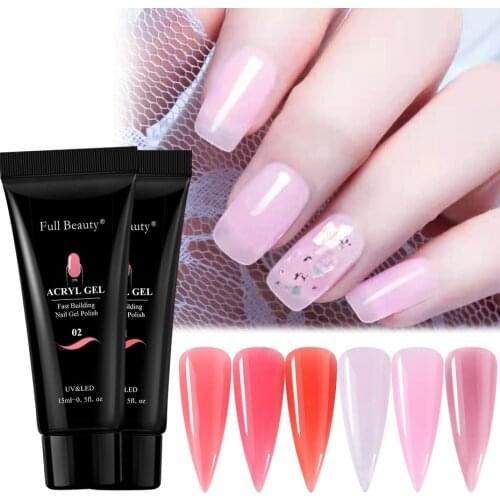 15ml Fast Drying UV Nail Extension Gel Clear Pink Quick Fake Nails Builder Poly Polish Acrylic Gel Liquid Manicure Tool BE1809-6