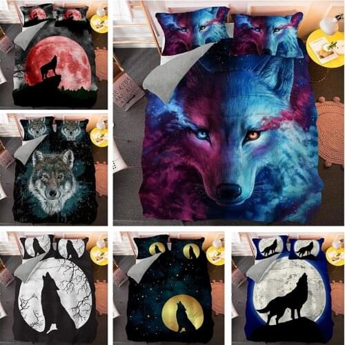 Fashion Wolf Pattern Bedding Sets Animal Duvet Cover Set Queen King Size Quilt Covers With Pillowcase 2/3PCS