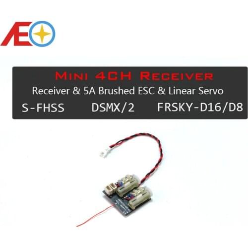 AEORC RX24X series Mini Micro RX 4CH Receiver Integrated 1S 5A brushed ESC with linear Servo(1.00Pin 3P) Plug With TELEM