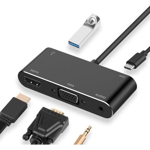 5 In 1 Type-C Thunderbolt 3 To HDMI-compatible VGA USB 3.0 C Aux Adapter for MacBook Samsung S20 Dex Surface Xiaomi 10 TV PS5