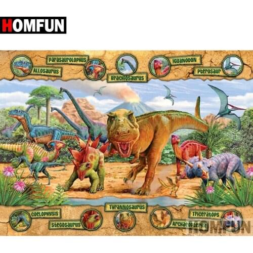 HOMFUN 5D DIY Diamond Painting Full Square/Round Drill "Animal dinosaur" 3D Embroidery Cross Stitch gift Home Decor A08235