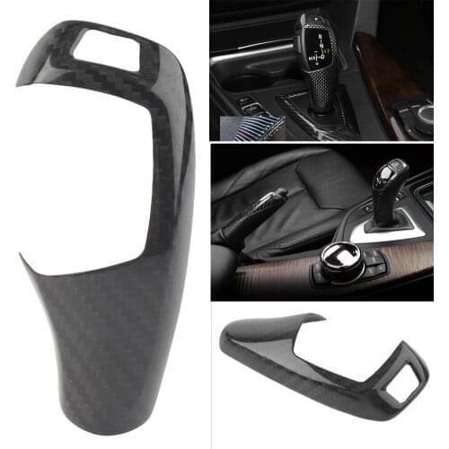 Car Trim Gear Shift Knob Cover Panel Decal F20 F30 F31 F34 For BMW 1 2 3 4 5 Series Left Driver Black Carbon Fiber Styling ABS