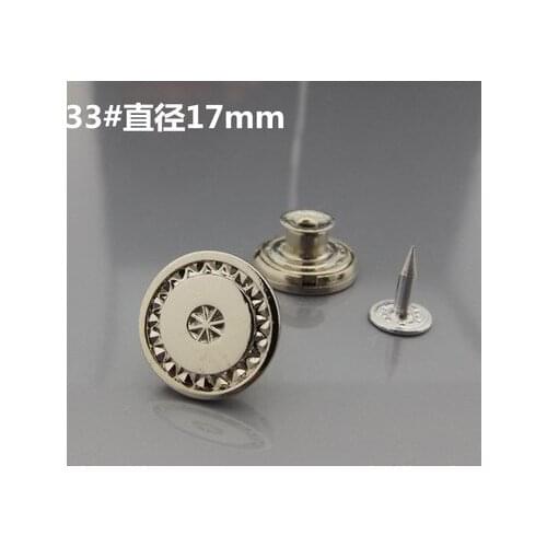 Free shipping 10pcs/lot High-end clothing metal zinc alloy clasp buttons clothes jeans pants button 17mm