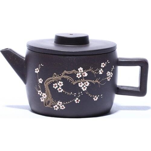 Yixing Purple Clay Pot 190Ml zisha Tea Pot Black Galaxy Plum Blossom Hanwa Famous Handmade Kettle