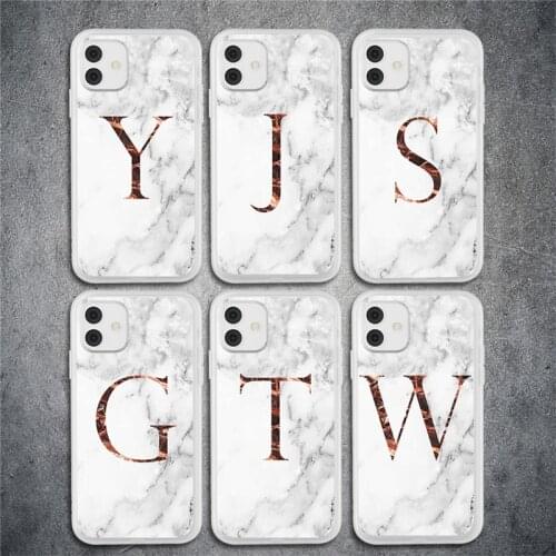Moskado Letter A Z Phone Case For iPhone 12 Pro Max 11 Pro Max X XR XS Max 7 8 Plus SE 2020 Matte Marble Texture Soft TPU Cover
