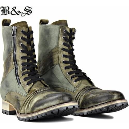 Black&Street Western cowboy punk rockport style handmade chukka Boots retro high end quality denim boots