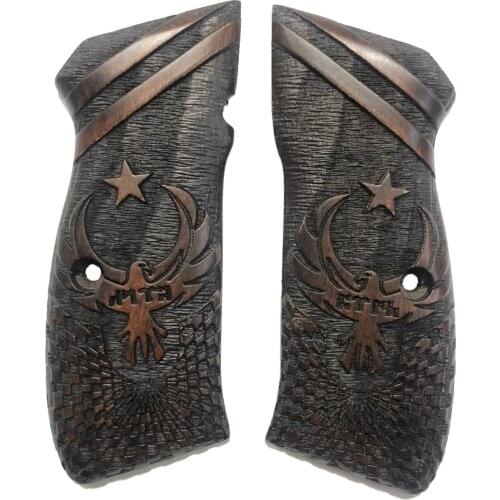 CZ75 the Moon the stars and Eagle Model Turkish Written Laser Cut Dark Wooden Grip Mod29