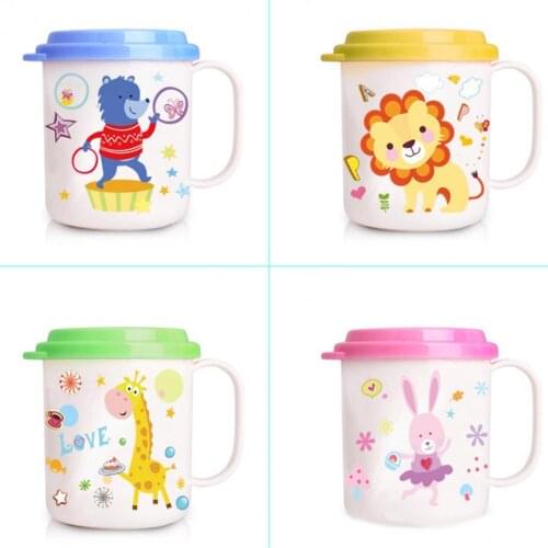 Water Cup Flip Cover Design Anti-dust PP Kids Cute Milk Mug Children Kids Supplies Pragmatic Cartoon Print Baby Bottles Cups