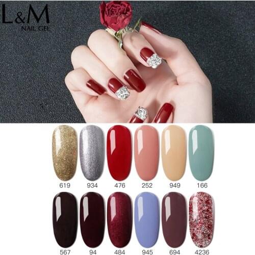 6Pcs/lot NEW Arrival color series make you logo label DIY gel nail polish soak off UV 15 ML gel polish LED shaped nails colorful