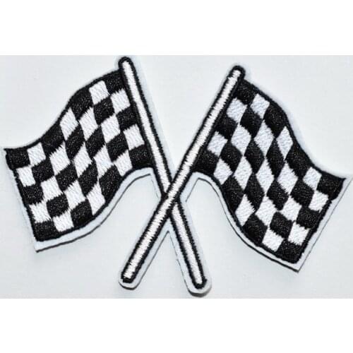 Hot! Checkered flag chequered car racing rockabilly applique iron on patch new (size is about 8.5 * 5.5cm)