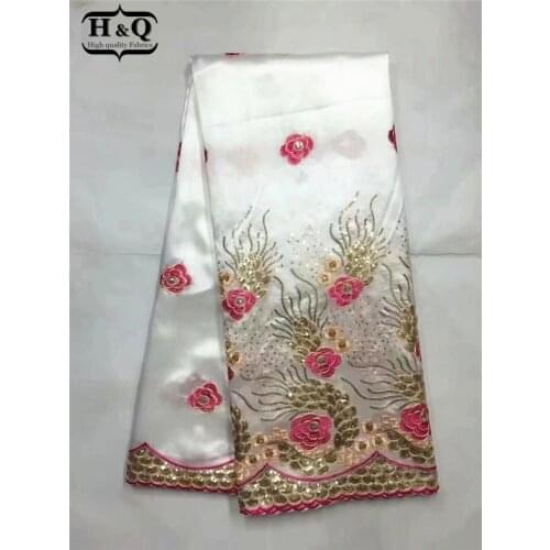 H&Q Newest Indian George Lace Nigerian Wedding Lace Fabrics 2021 High Quality African Sequin Fabrics 5 Yard Glitter For Party