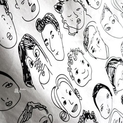 Character Graffiti Cotton Cartoon Printed Pattern Designer Fabric DIY Shirt Clothing Fabric