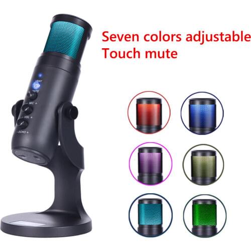 USB Condenser colorful Microphone with PC Computer Mic Stand for Gaming Video Live Streaming Recording Studio Video Microfon