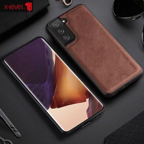X-Level Leather Back Case For Samsung Galaxy S21 S20 S10 S10E Note 20 10 9 Plus Cases Original Luxury Ultra Light Phone Cover