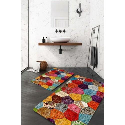 Colorful Patch Pattern Bath Mat