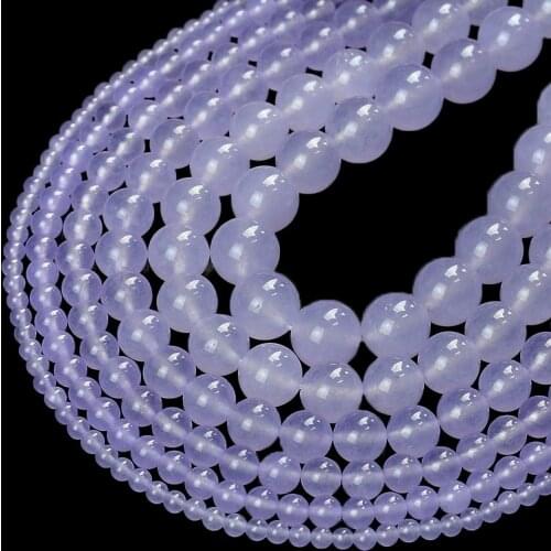 Natural Stone Violet Jades Round Loose Spacer Beads For Jewelry Making DIY Earrings Bracelet Accessories 15'' 4/6/8/10/12mm