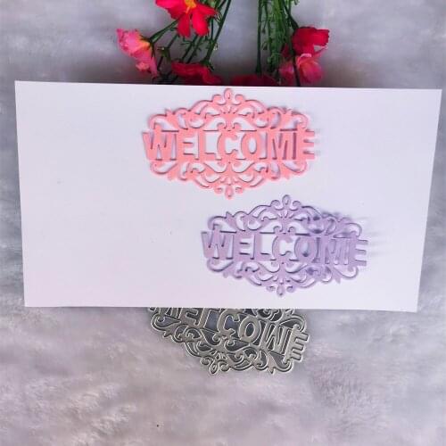 Welcome Word Lace Edge Metal Cutting Die Stencil Template for DIY Embossing Paper Photo Album Gift Card Making Scrapbooking Dies