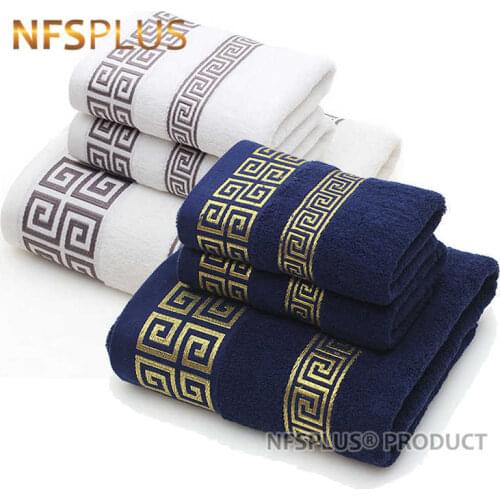 Bathroom Towel Set For Adults 100% Cotton Bath Towel Geometric Face Towels Hand Terry Washcloth Absorbent Travel Sport Towel