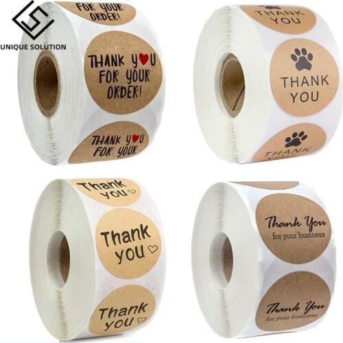 Thank You Stickers Seal Labels 500pcs Blue Red Kraft Sticker Scrapbooking Thank Gift Stationery Food Hand Made Deco for Envelope