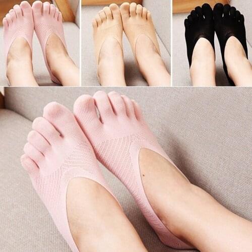 1 Pair Women Summer Thin Anti Slip Ankle Boat Socks Invisible Non-slip Cotton Style Toe Socks Solid Colorful Ankle Boat Socks
