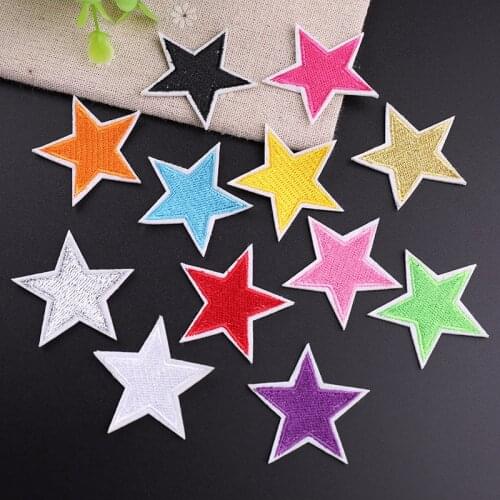 New Five-pointed Star Embroidery Patches Coat Patch Iron on Patch Applique Badges Cheap Cute Beauty Badges for Clothes Stickers