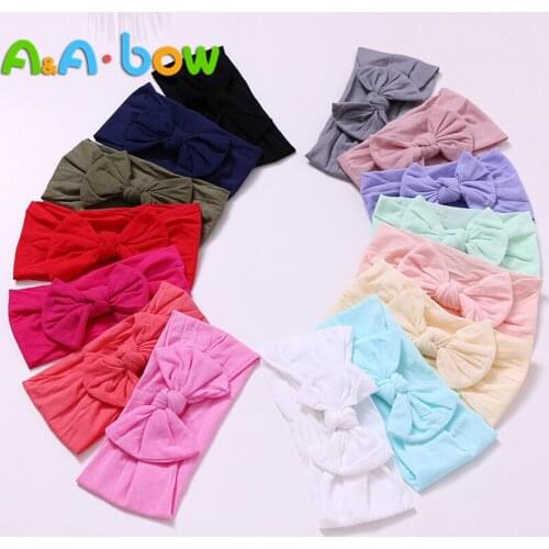 27pcs/lots babys Bow Nylon Headband, Soft Elastic Bowknot Headband for baby Girls Toddler Hair Accessories Headwear Wap Turban