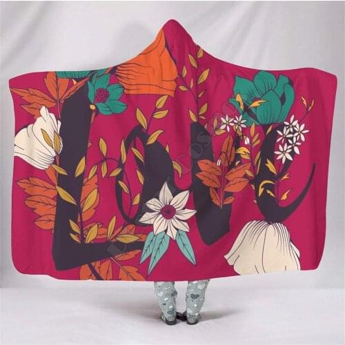 Hooded Blanket 3D Printed Valentines Day Cozy Soft Throw Blanket Adult Women Men Wearable Hood Throw Blankets Drop Shipping 02