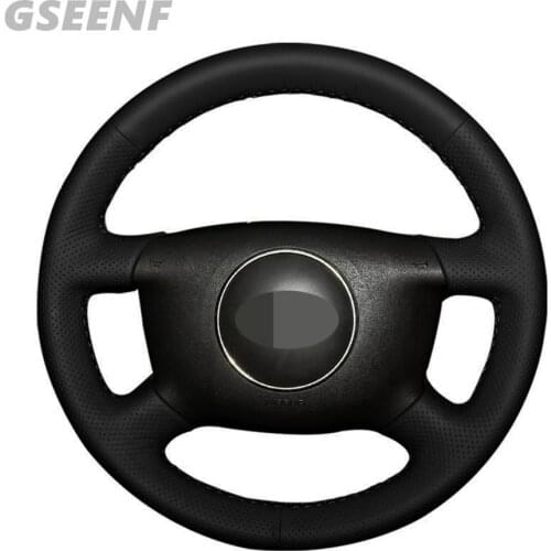 Car Steering Wheel Cover For Audi A4 1998 A6 1999-2004 A8 A8 L 1998-2001 Allroad 2001 Black Hand-stitched Artificial Leather