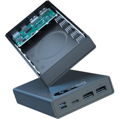 Welding Free 5*18650 Battery Storage Box PD QC3.0 USB 10W Fast Wireless Charging Power Bank Case 18650 Battery Holder Box