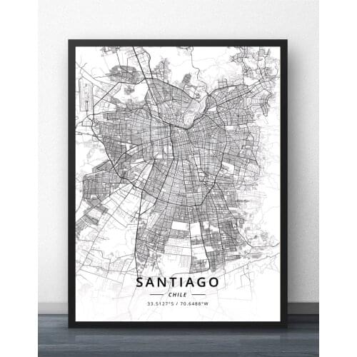 Santiago Chile Map Poster