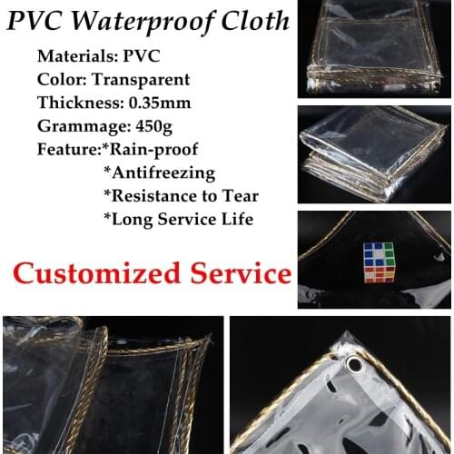 Customize Size 0.35mm Thicken Transparent PVC Tarpaulin Rainproof Tarp Super-perspective Garden Plant Waterproof Truck Cover