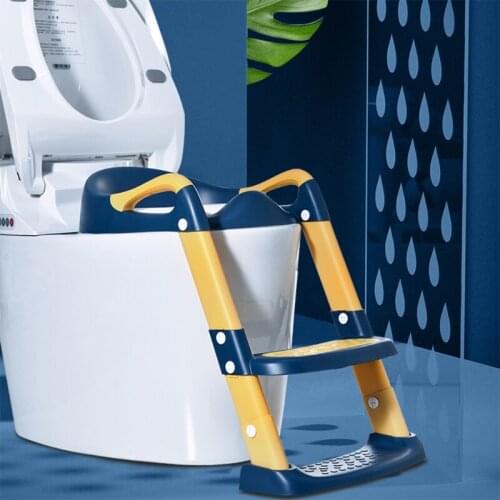 Portable Folding Toilet Seat Potty Chair Child Non-Slip Potty Training Seat with Adjustable Step Stools Ladder Urinal