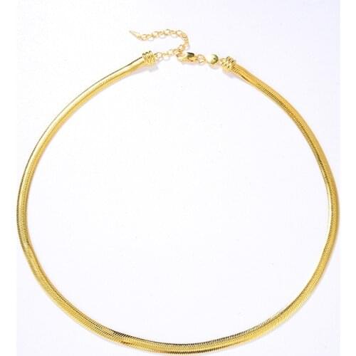 Silver 18K Gold Plating European and American Simple Snake Bone Necklace