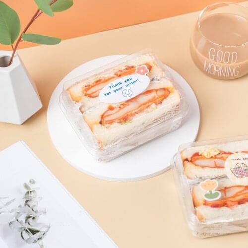 Transparent Plastic Sandwich Box With Separate Layers For Baking Sandwiches Disposable Box Take-out Baked Food Hamburger Cartons
