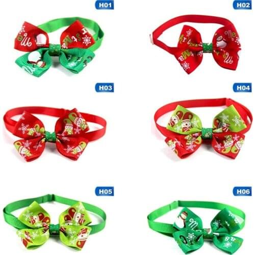 Pet Dog Cat Christmas Accessories Dog Christmas Collar Bow Tie Adjustable Collar Bowtie For Small Medium Dogs Pet Supplies