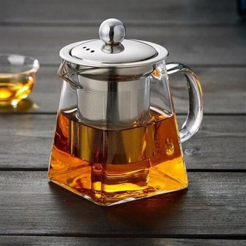 Glass Teapot High Borosilicate Fair Pot Stainless Steel Teapot With Filter Screen Heat Resistant Glass Teapot Square Teapot