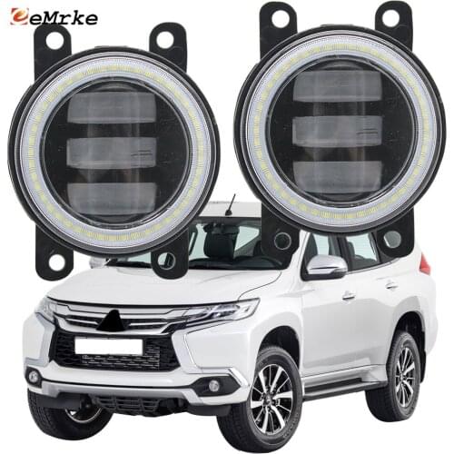 2PCS Led Angel Eye DRL for Mitsubishi Montero Pajero Sport Challenger 2017 2018 2019 LED Fog Lights Lens Daytime Running Light