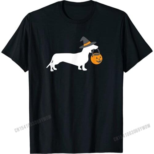 Dachshund Halloween T-Shirt, Funny Cute Doxie Dog Owner Gift Group Tops Shirt for Men New Coming Cotton T Shirts Crazy